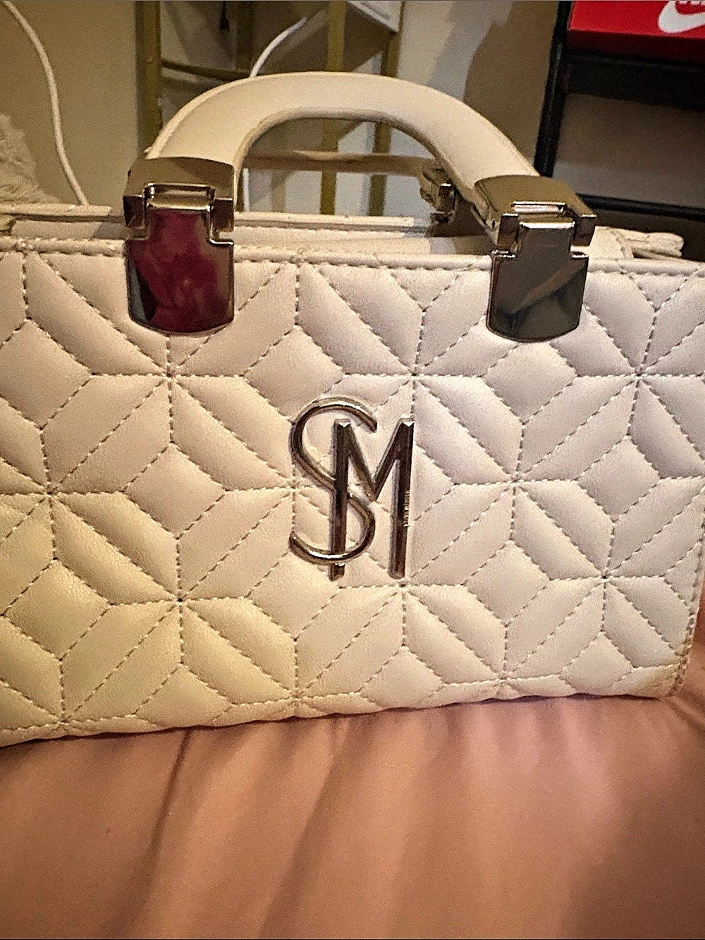 Steve Madden Quilted Satchel in White